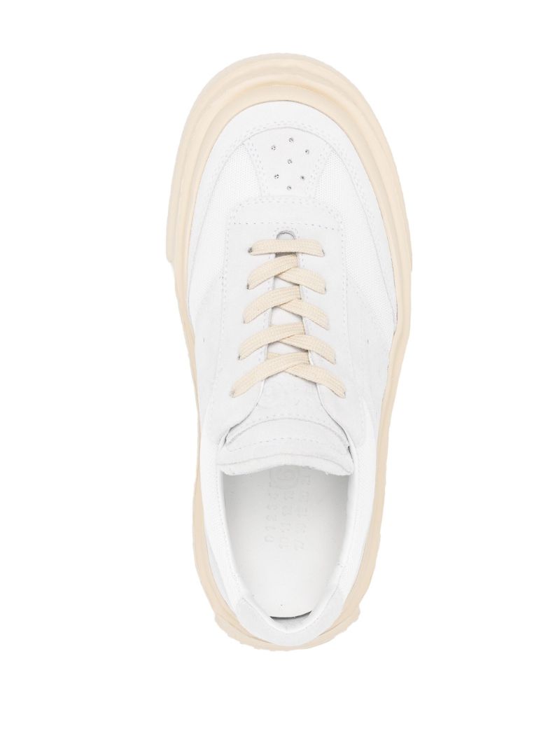 White Lace-up Platform Sneakers