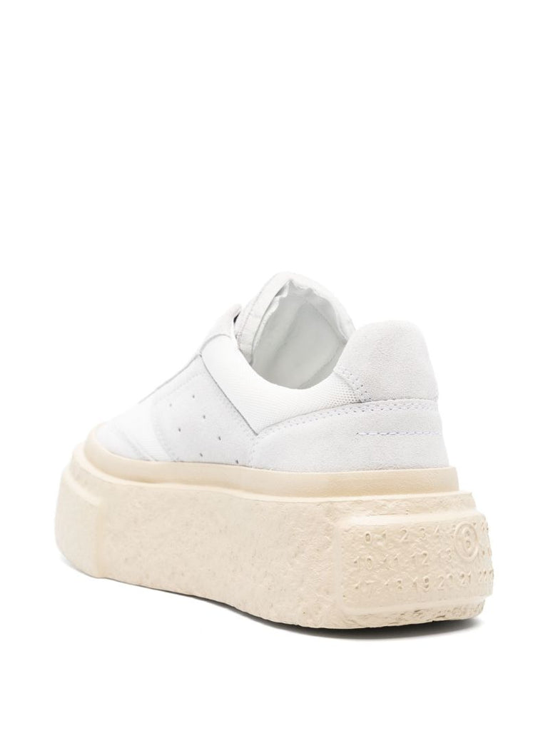 White Lace-up Platform Sneakers