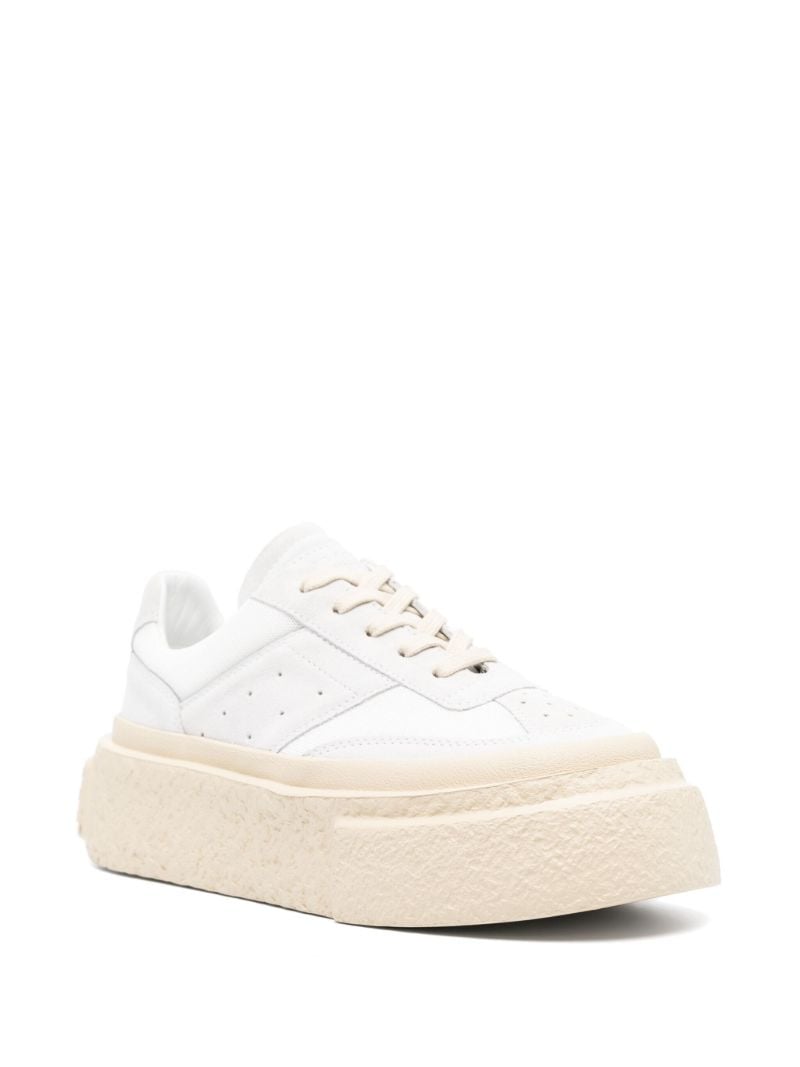 White Lace-up Platform Sneakers