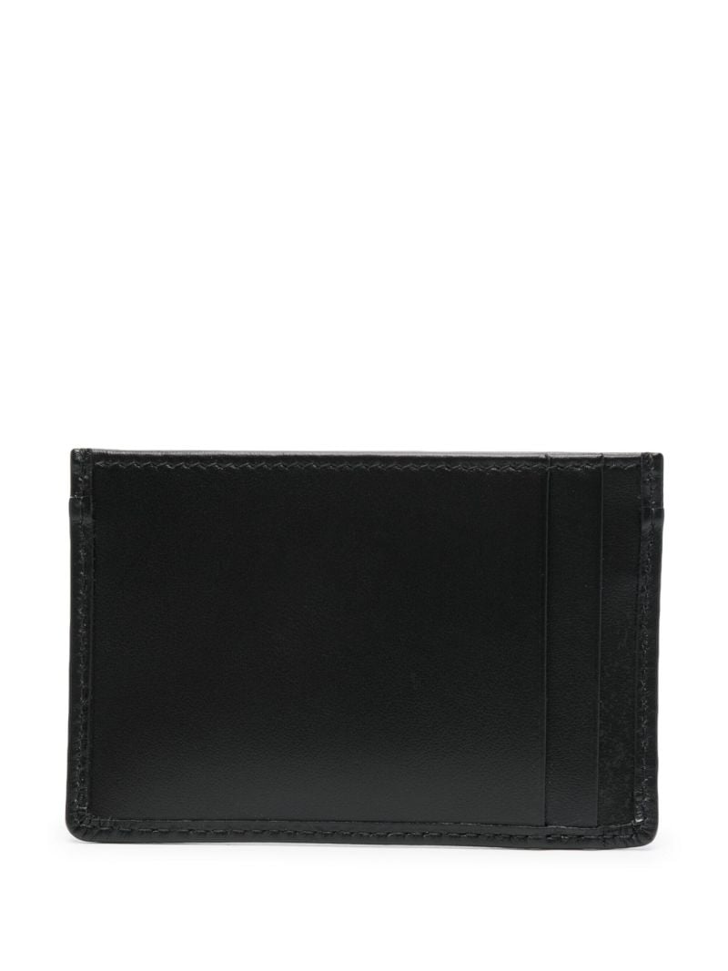 Black Logo Lettering Leather Card Holder