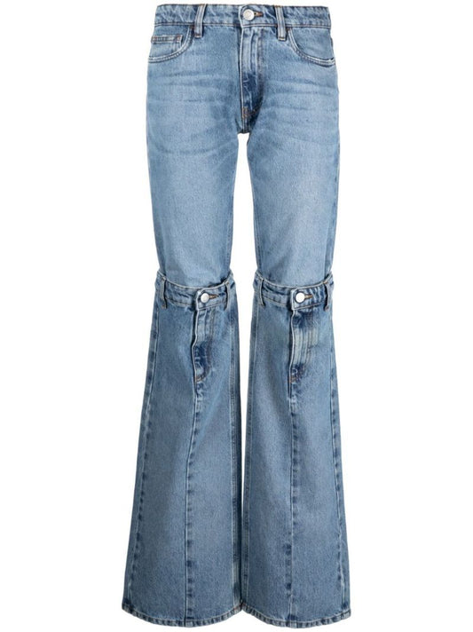 Blue Open Knee Flared Jeans