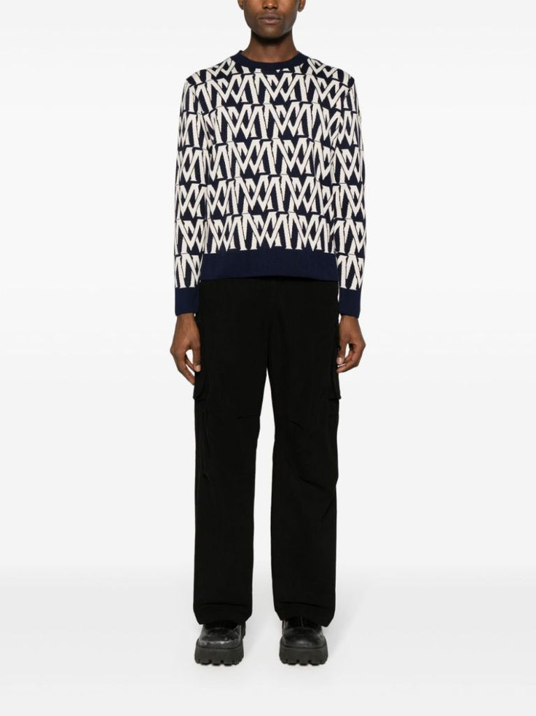 Blue Monogram-jacquard Sweater