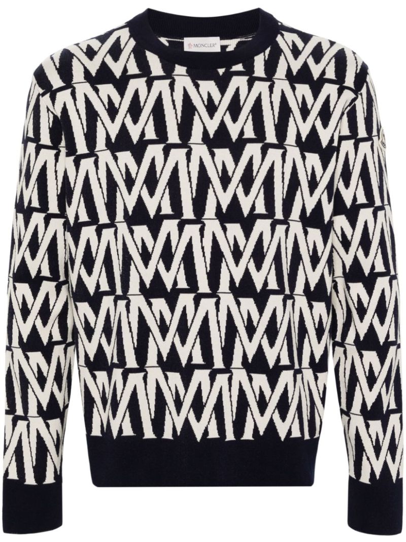 Blue Monogram-jacquard Sweater