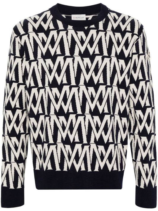 Blue Monogram-jacquard Sweater