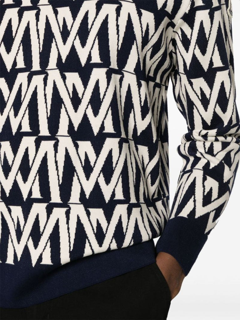 Blue Monogram-jacquard Sweater