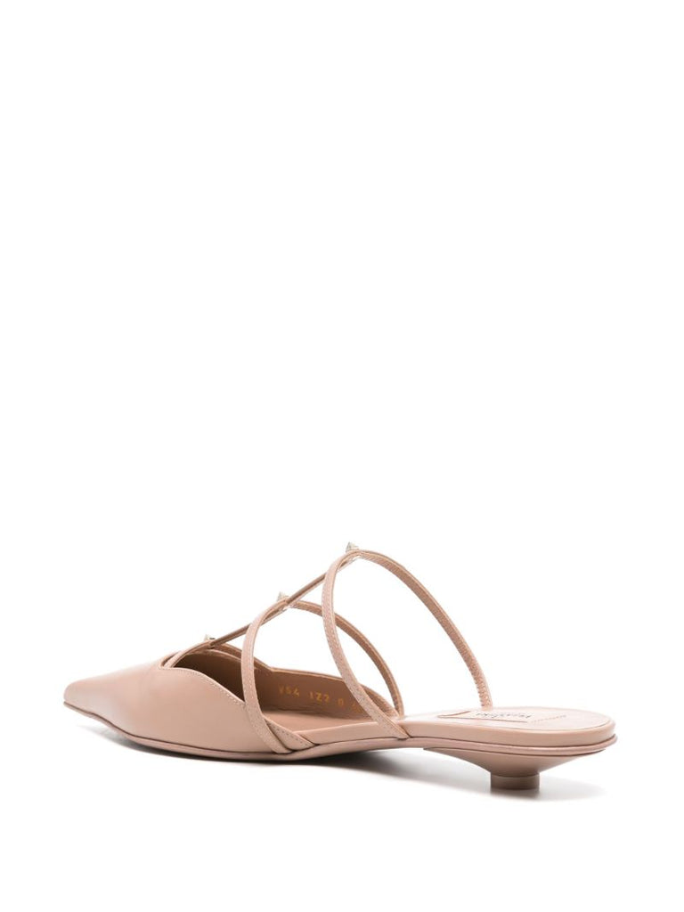 Pink Rockstud Wispy 20mm Leather Mules