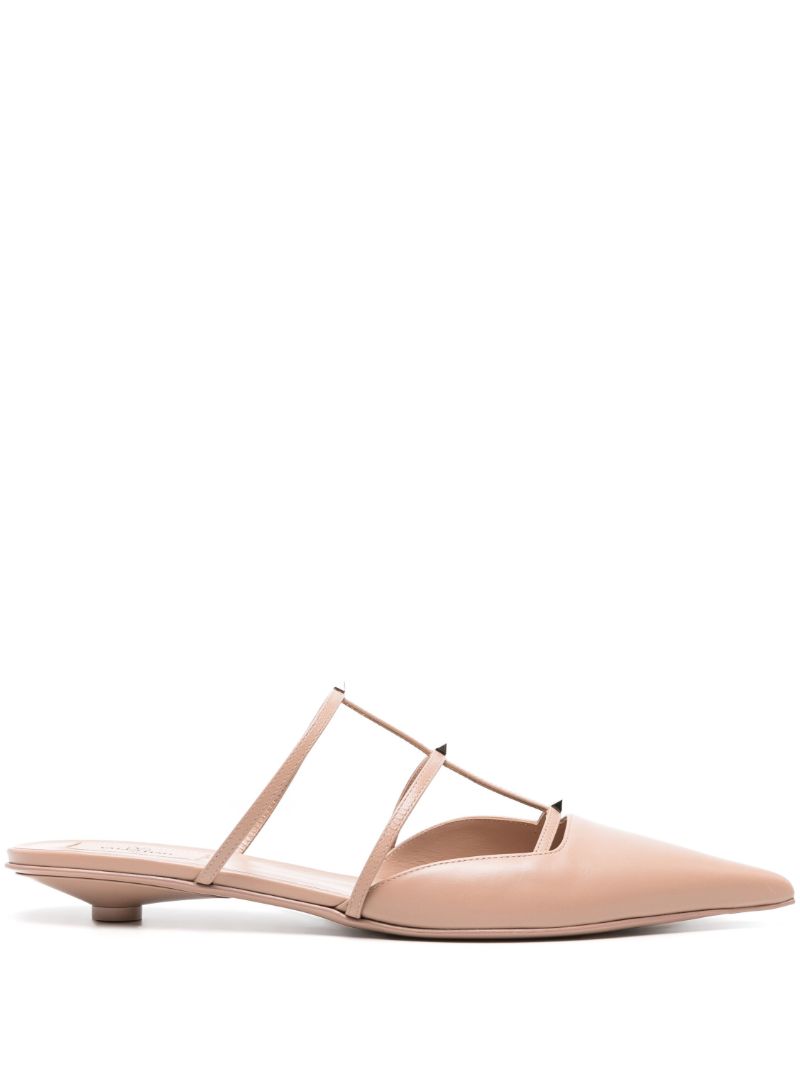Pink Rockstud Wispy 20mm Leather Mules