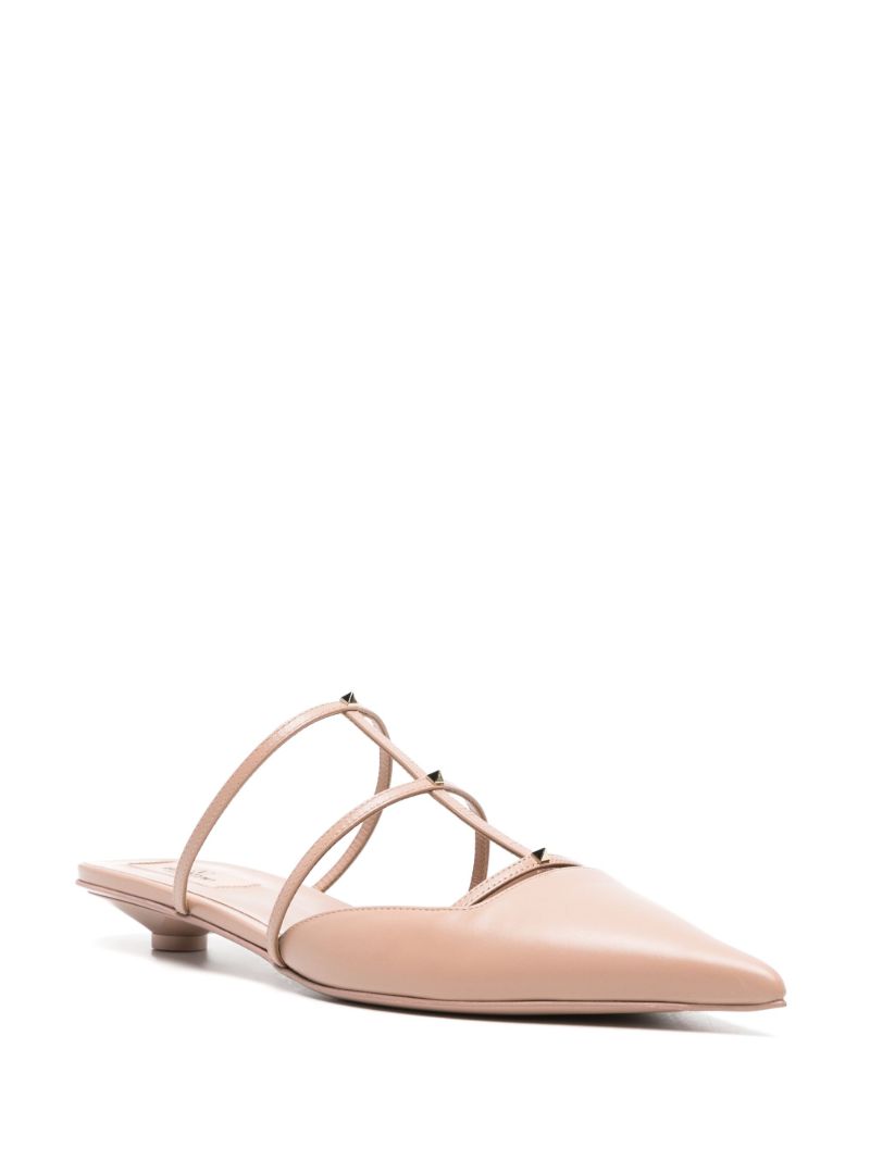 Pink Rockstud Wispy 20mm Leather Mules