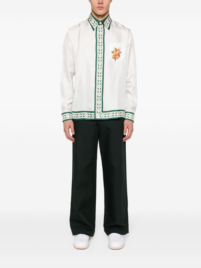 White Oranges En Fleur Silk Shirt