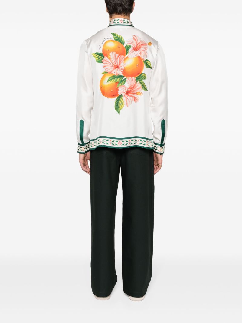 White Oranges En Fleur Silk Shirt