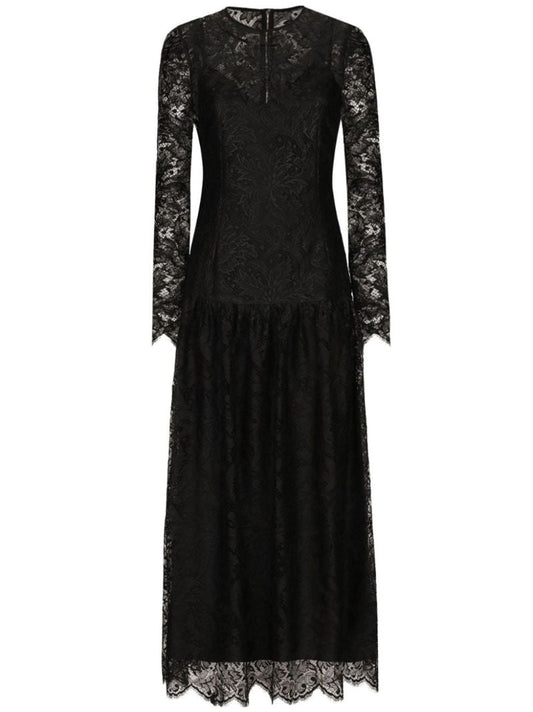 Black Chantilly-lace Midi Dress