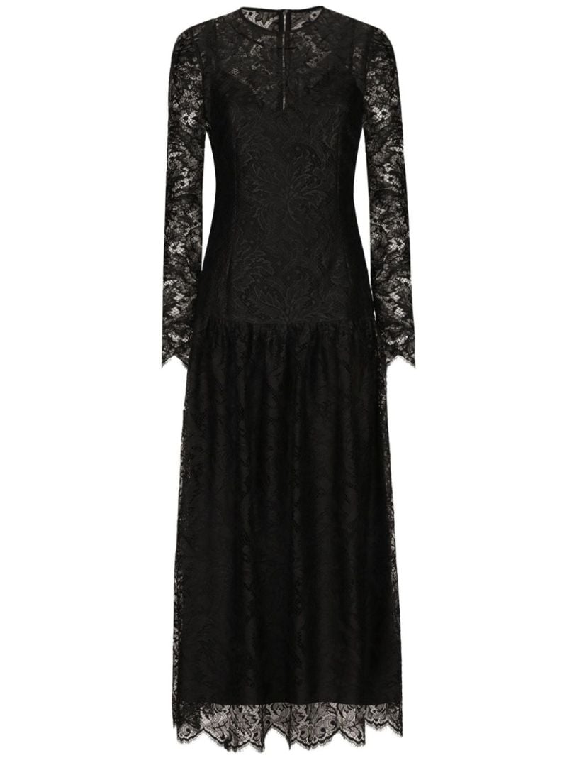 Black Chantilly-lace Midi Dress