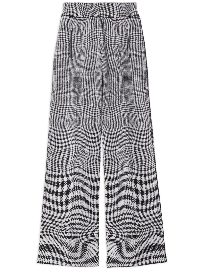 Black Warped Houndstooth Jacquard Trousers