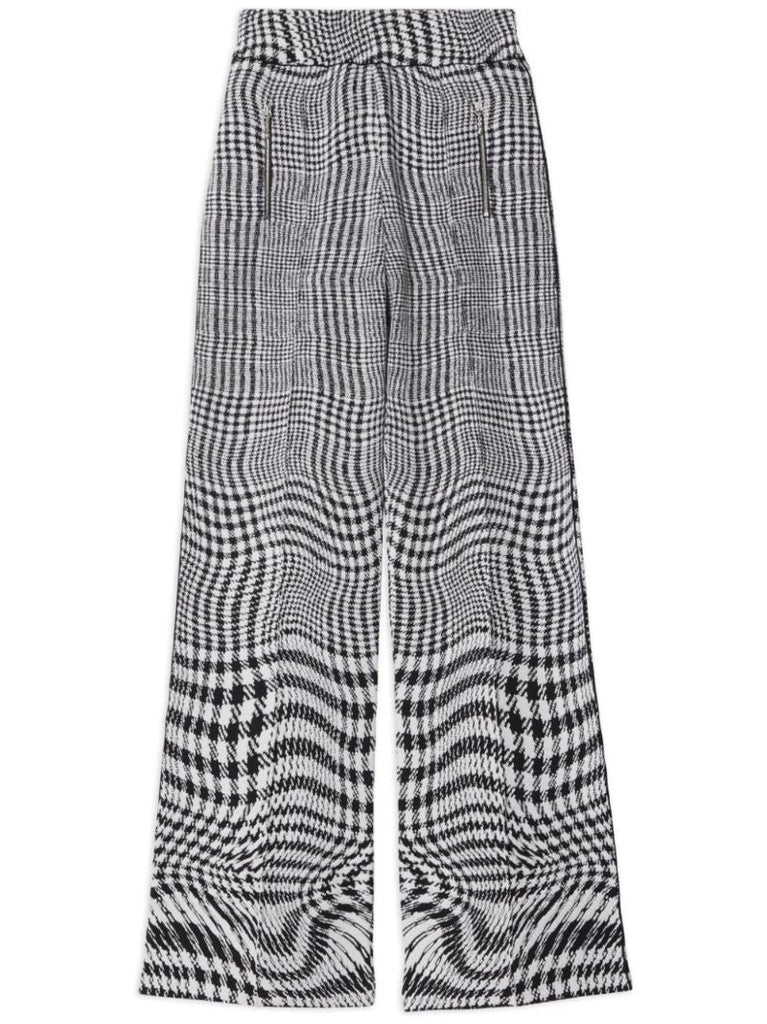 Black Warped Houndstooth Jacquard Trousers