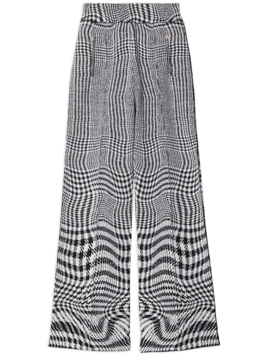 Black Warped Houndstooth Jacquard Trousers