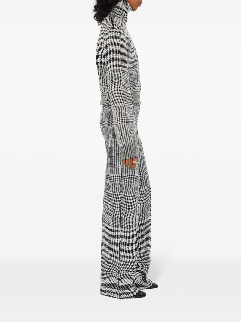 Black Warped Houndstooth Jacquard Trousers