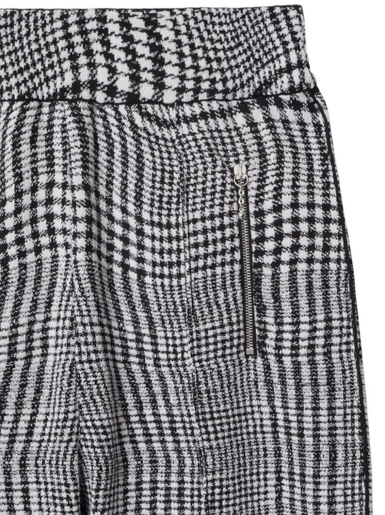 Black Warped Houndstooth Jacquard Trousers