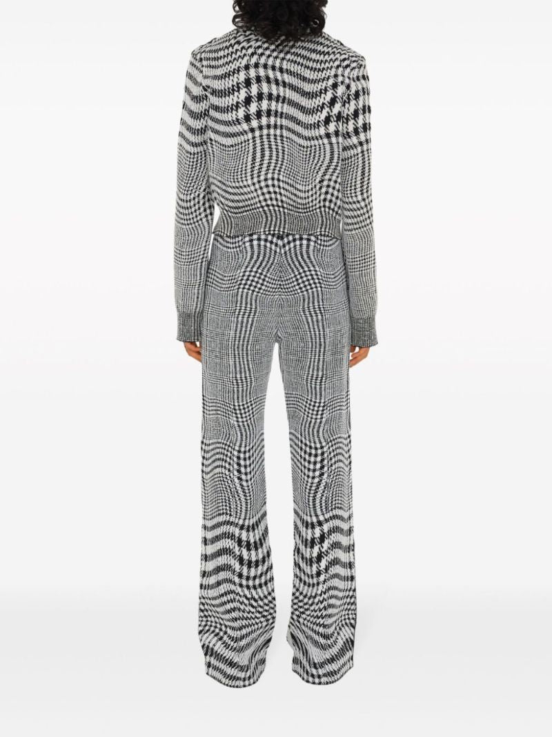 Black Warped Houndstooth Jacquard Trousers