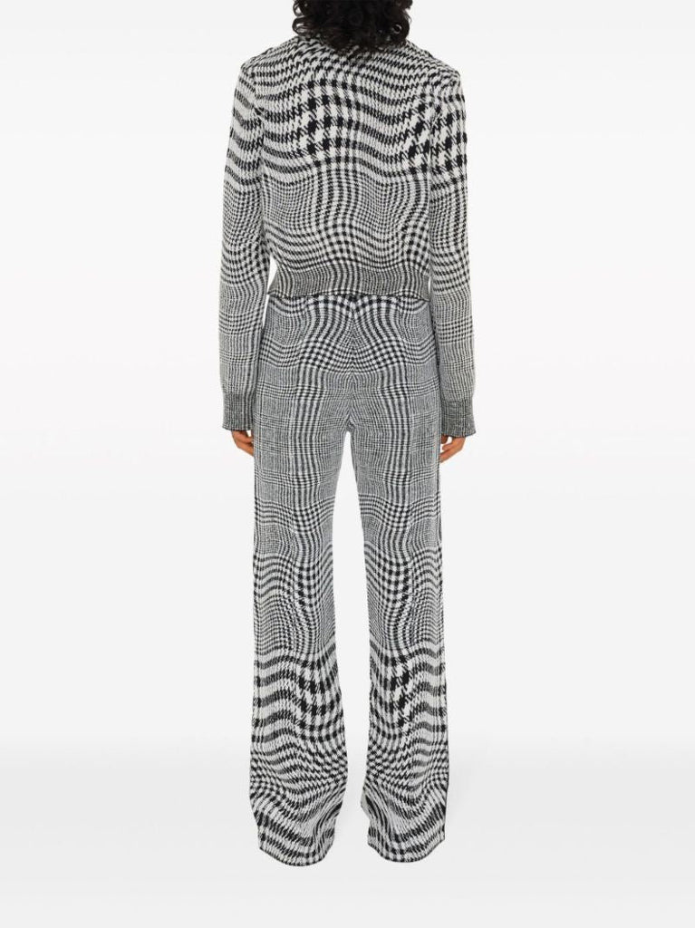 Black Warped Houndstooth Jacquard Trousers