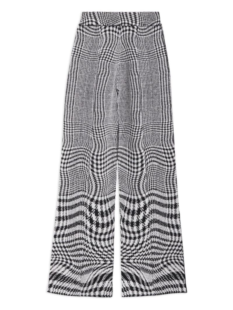 Black Warped Houndstooth Jacquard Trousers