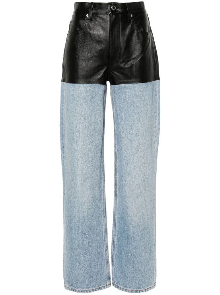 Blue Panelled Straight-leg Jeans