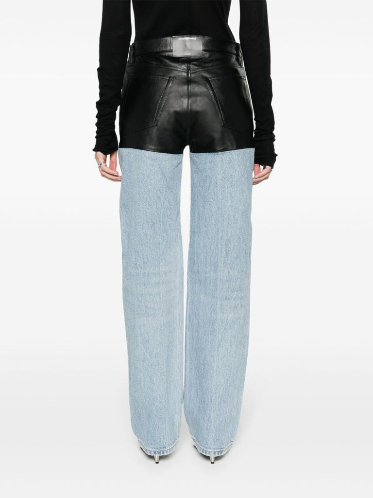 Blue Panelled Straight-leg Jeans