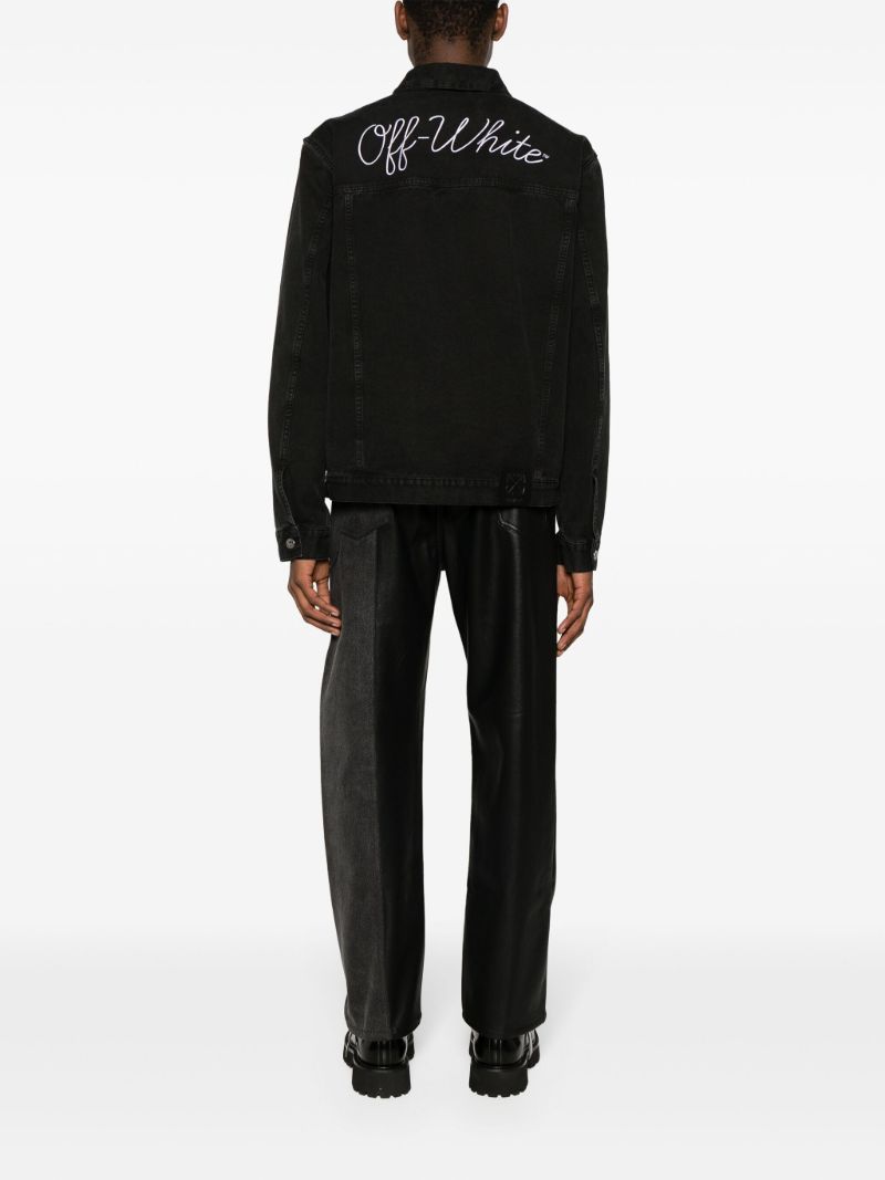 Black Logo-embroidered Denim Jacket
