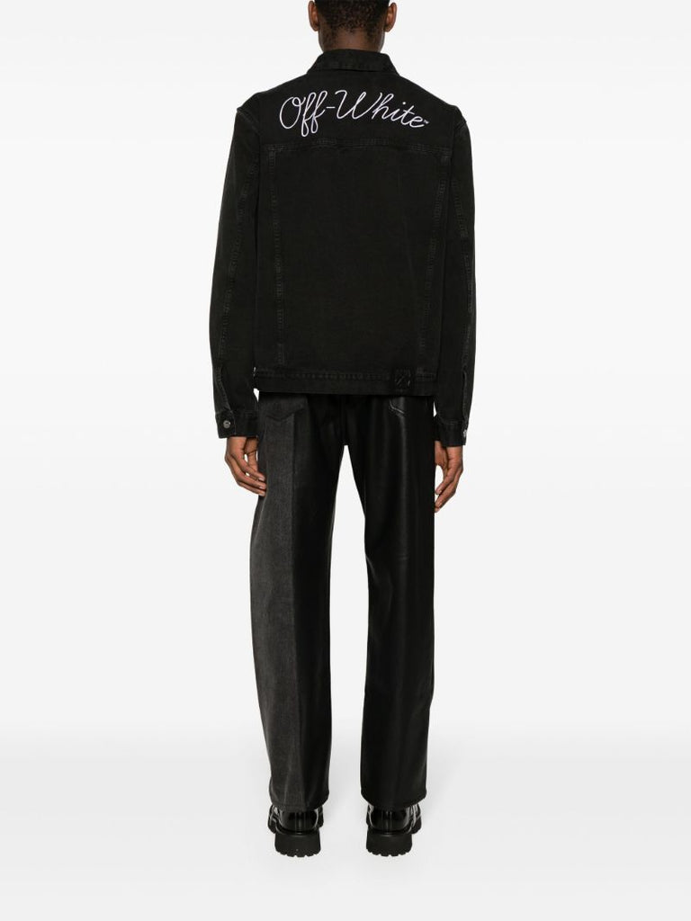 Black Logo-embroidered Denim Jacket