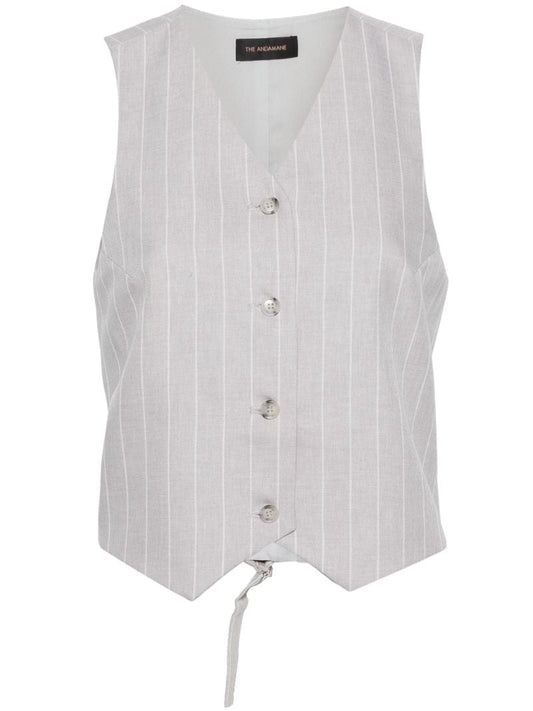 Grey Pinstriped Tailored Waistcoat