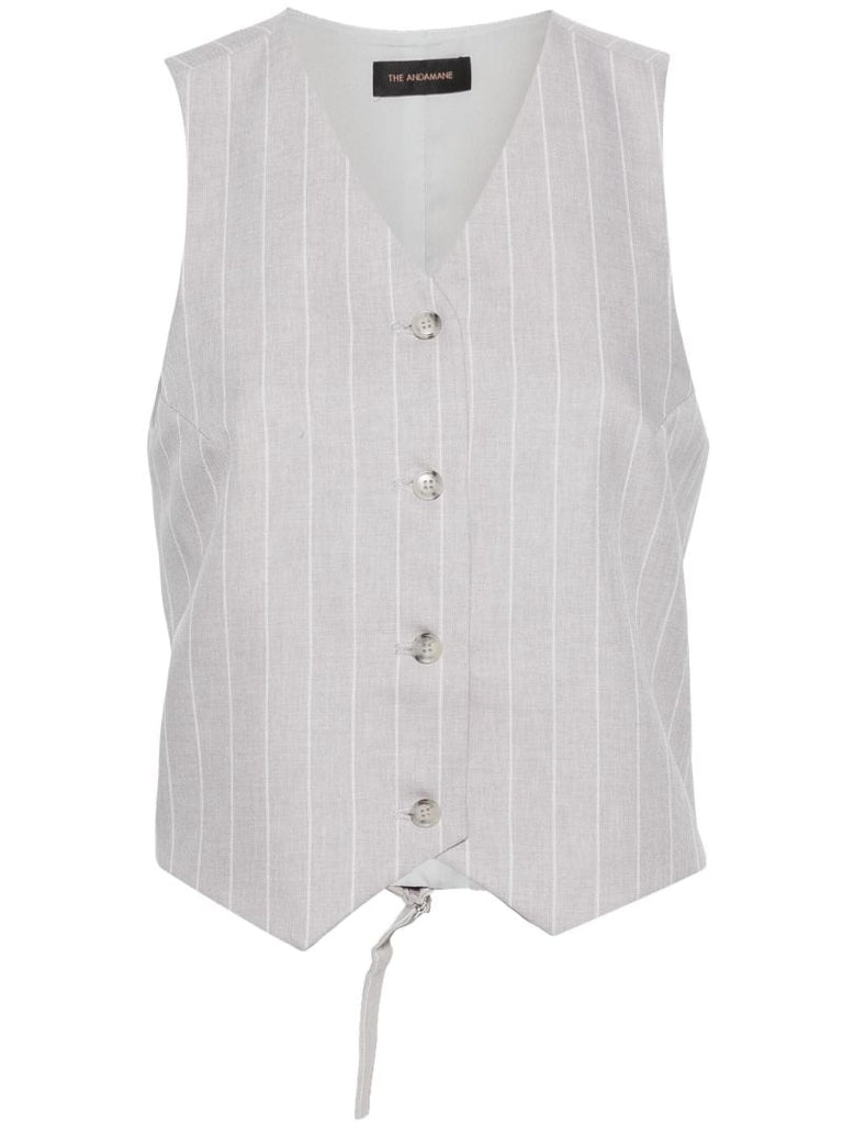 Grey Pinstriped Tailored Waistcoat