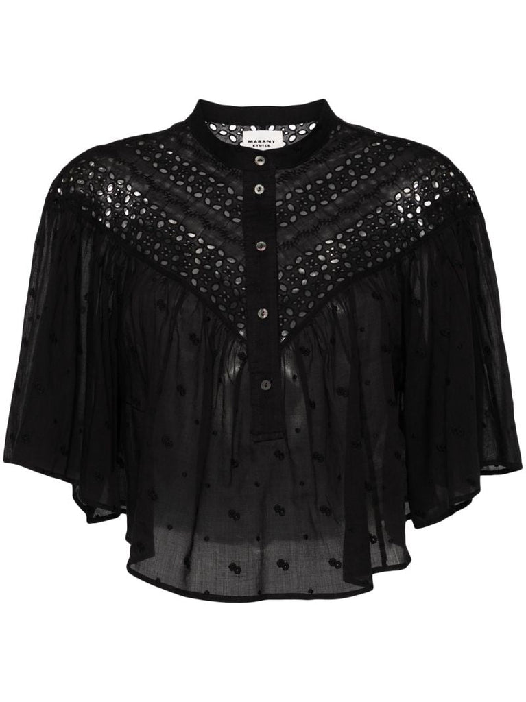 Black Safi Embroidered Cotton Blouse