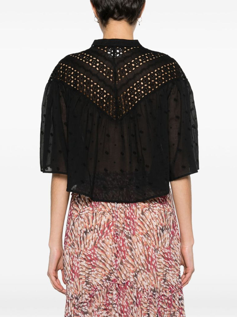 Black Safi Embroidered Cotton Blouse