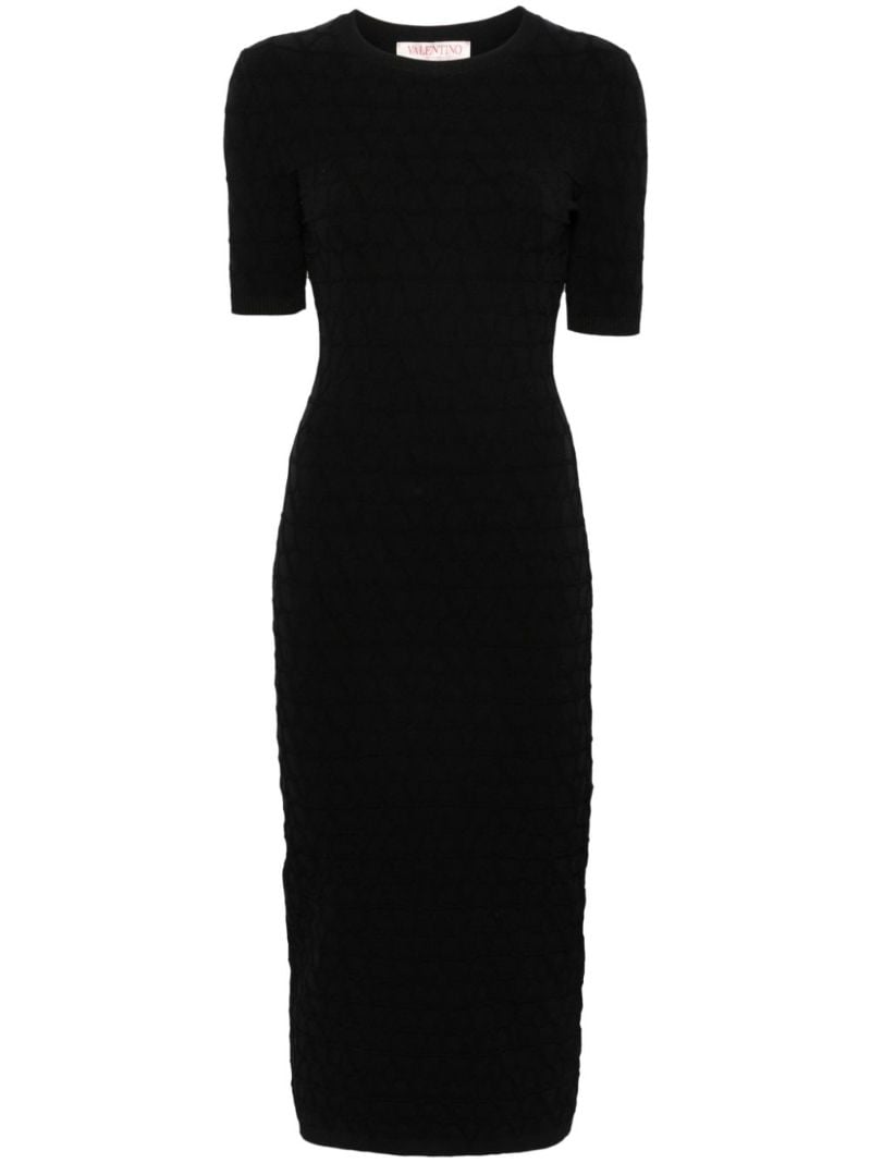 Black Short-sleeved Knitted Dress