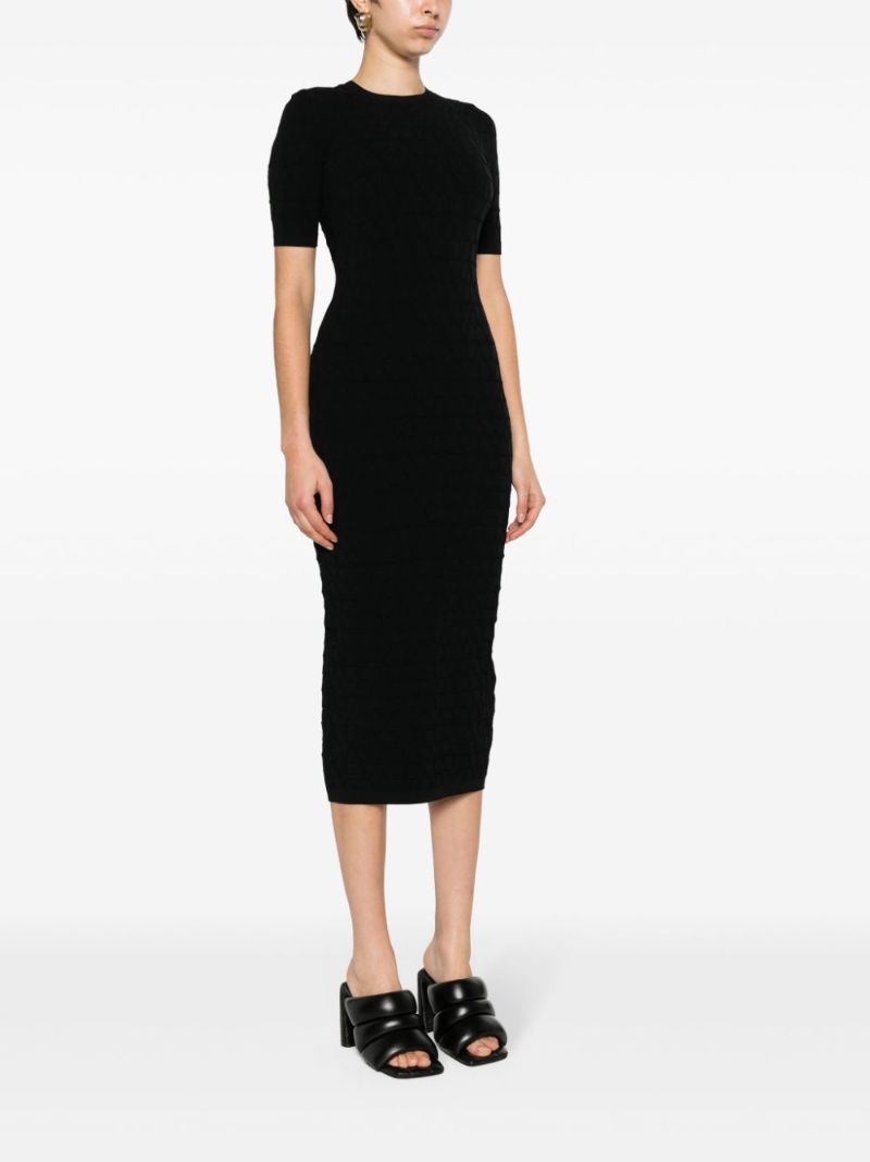 Black Short-sleeved Knitted Dress