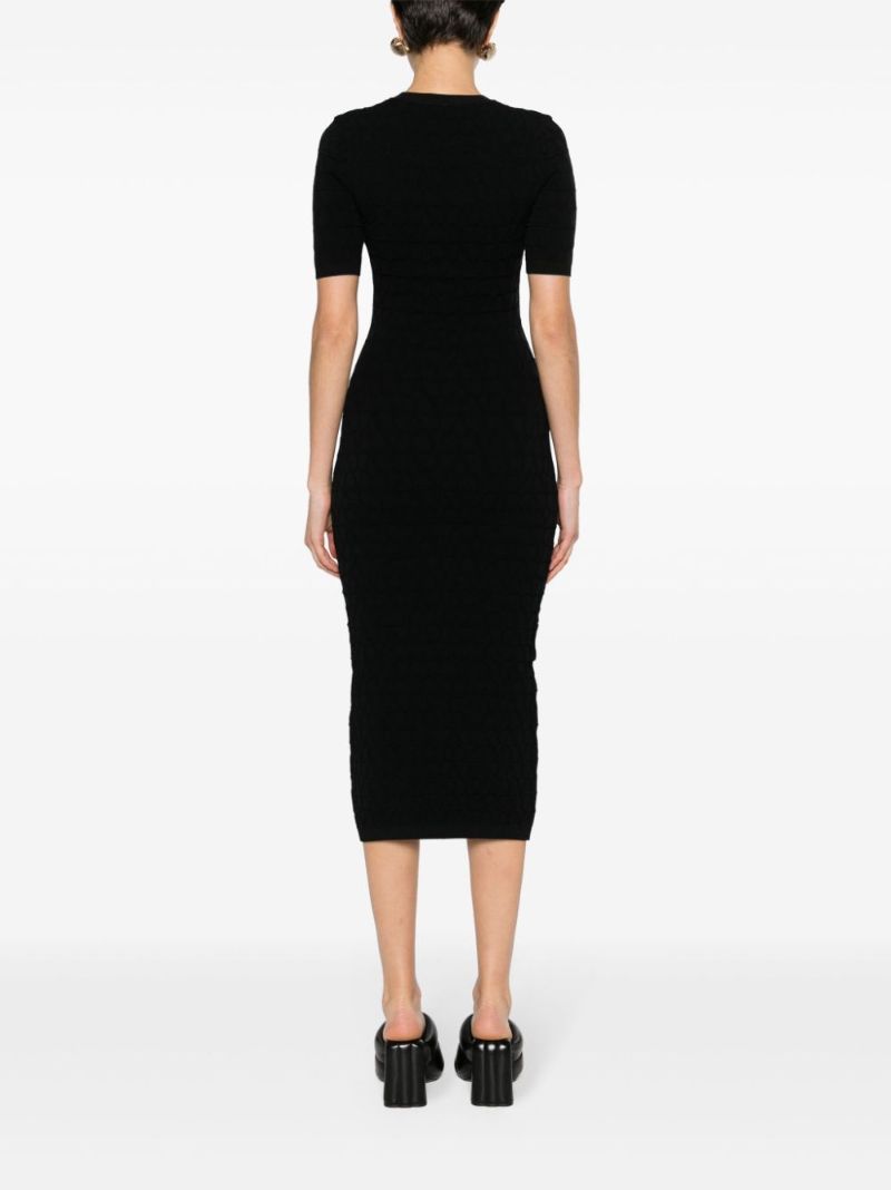 Black Short-sleeved Knitted Dress