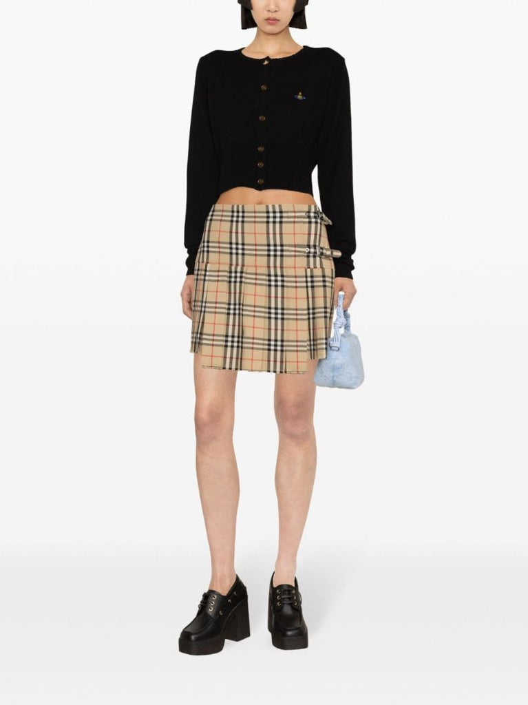 Black Bea Cropped Wool Cardigan