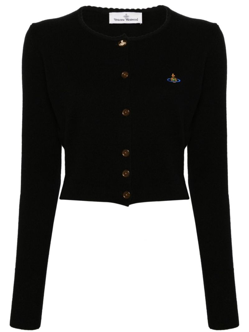 Black Bea Cropped Wool Cardigan