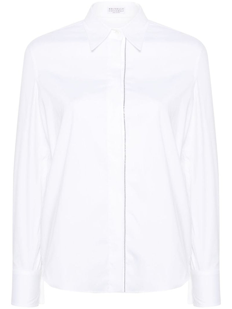 White Monili-embellished Poplin Shirt