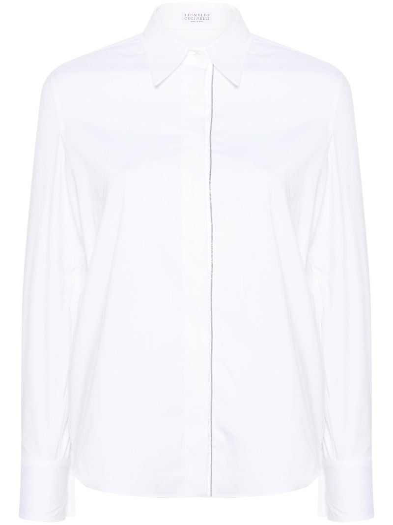 White Monili-embellished Poplin Shirt