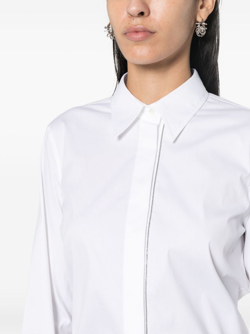 White Monili-embellished Poplin Shirt