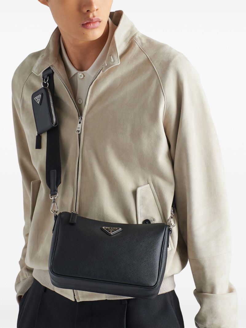 Black Saffiano Leather Shoulder Bag