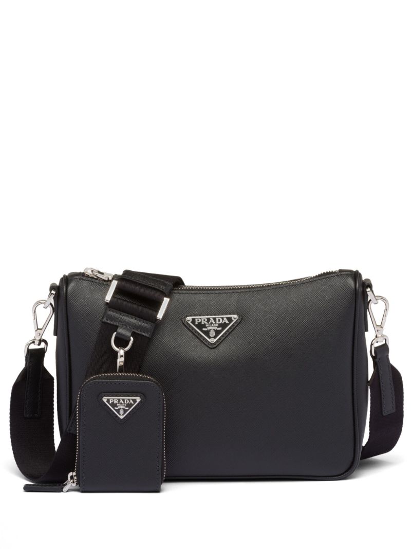 Black Saffiano Leather Shoulder Bag