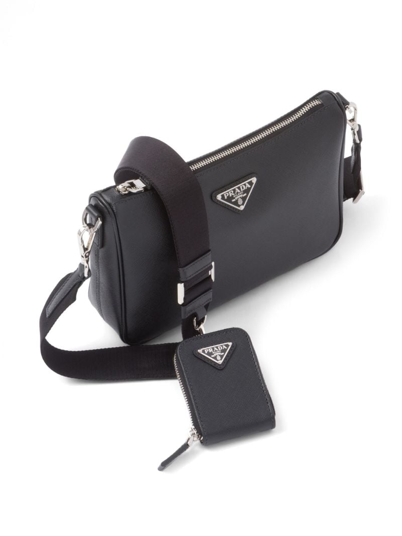 Black Saffiano Leather Shoulder Bag