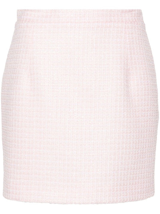 Pink Tweed Fitted Skirt