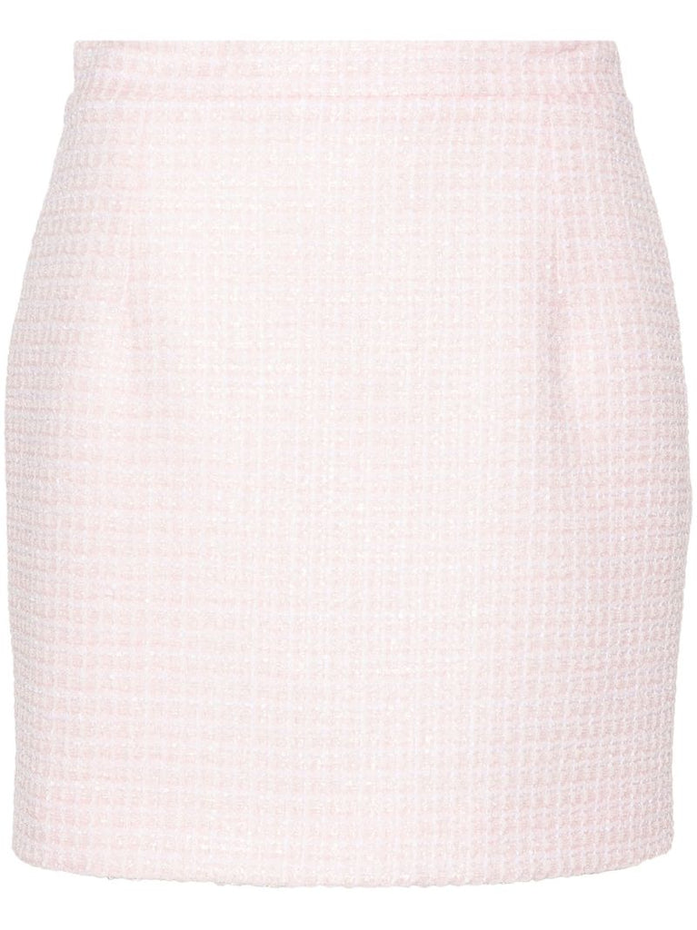 Pink Tweed Fitted Skirt