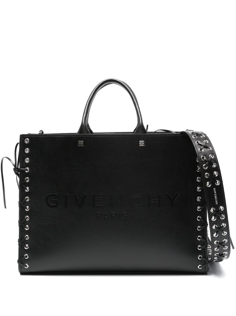 Black G-tote Medium Leather Tote Bag