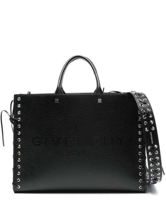 Black G-tote Medium Leather Tote Bag