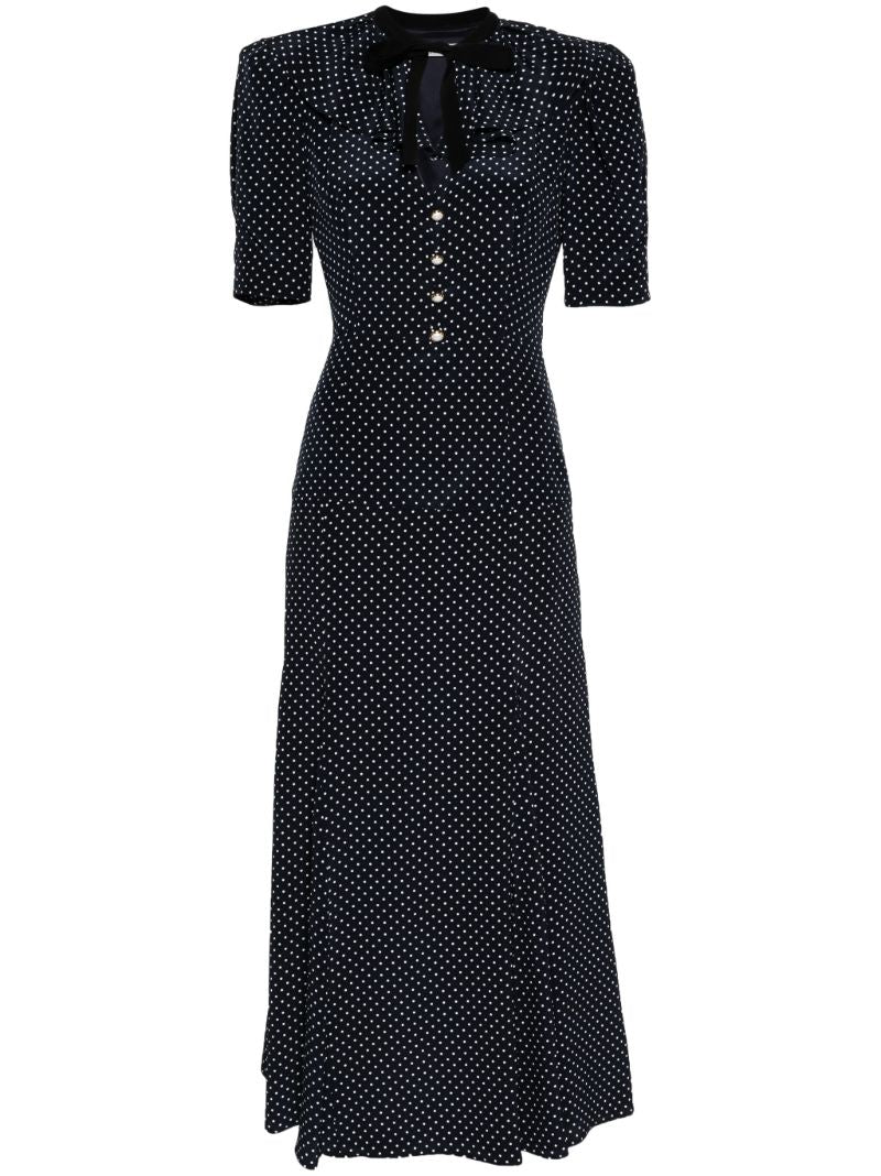 Blue Polka Dot Silk Dress