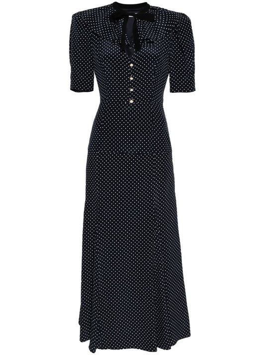 Blue Polka Dot Silk Dress
