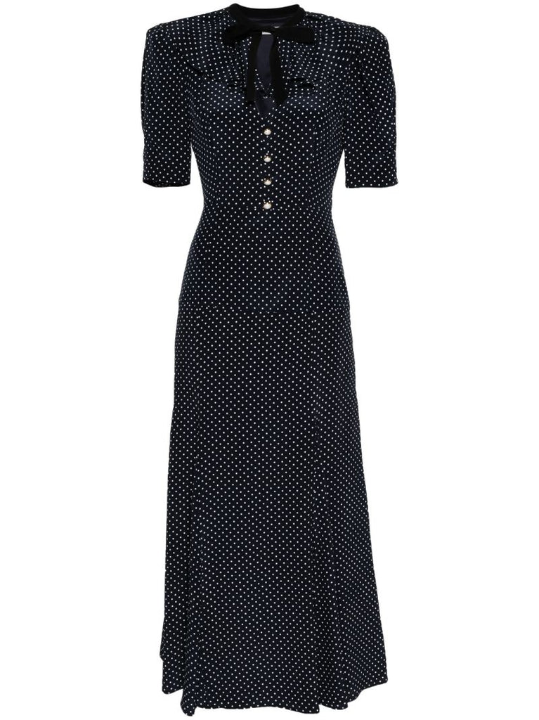 Blue Polka Dot Silk Dress